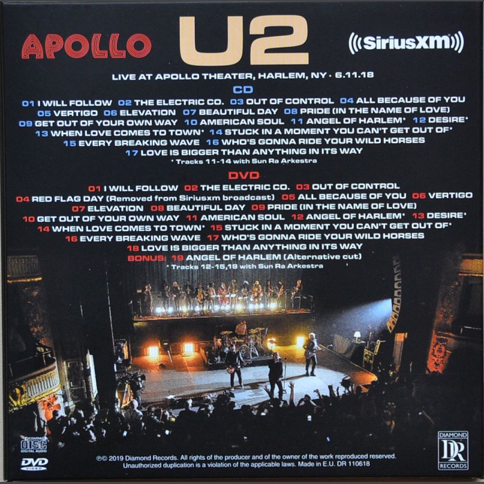 U2 Live At Apollo Theater New York 2018 CD+DVD set for SALE